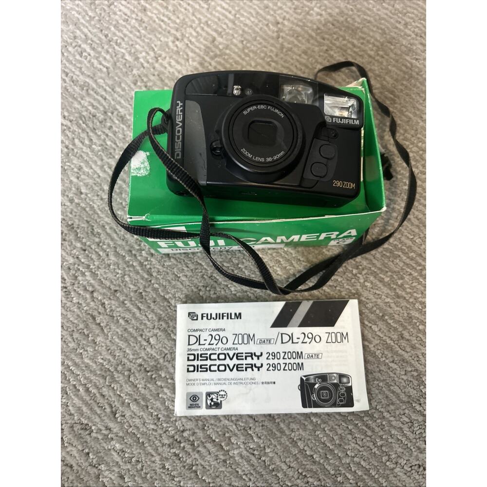 Fuji Fujifilm Discovery 290 Zoom 35mm Film Point & Shoot Camera Complete In Box!